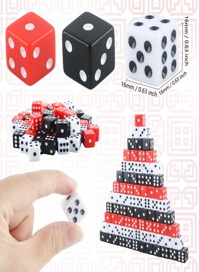 Cotiny 180 Pcs 16mm Dice Bulk Acrylic 6 Sided Dice Bulk Black White Red Square Corner Dices for Casino Theme Board Game Vegas Casino Birthday Party Supplies, 3 Colors - Image 2